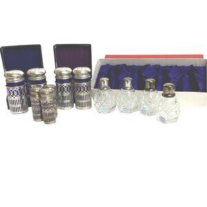VTG Salt Pepper Shaker Lot Cobalt Blue Silverplate Hong Kong House Global Leonar